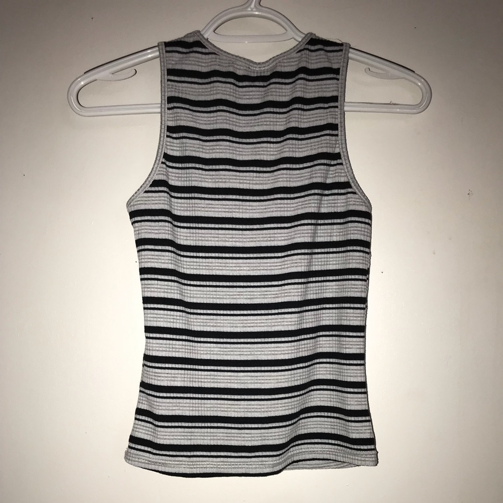 Lace Up Striped, Ribbed Tank - Picture 4 of 4